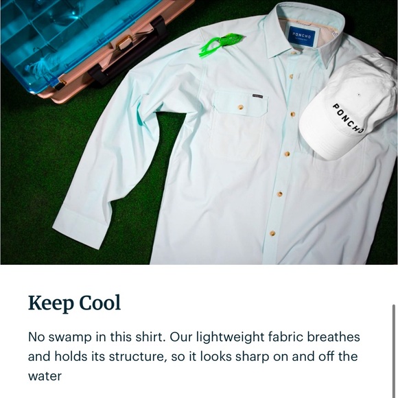 NWT Poncho Men Outdoors Long Sleeve Shirt, Size Regular M, Grey Ghost - Picture 6 of 11